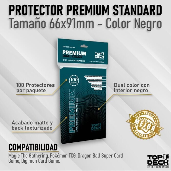 Protector Premium | TOPDECK Standard 66x91mm color Negro - Imagen 1