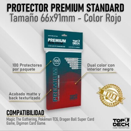 Protector Premium | TOPDECK Standard 66x91mm color Rojo