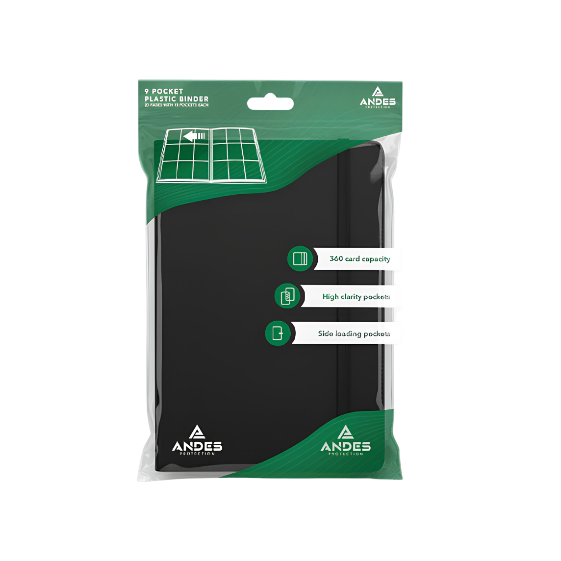 Diseño sin título (7) ANDES PROTECTION - 9 POCKET PLASTIC BINDER - BLACK - Imagen 1
